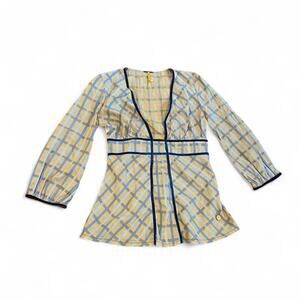 Fornarina plaid quarter sleeve top